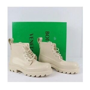 Bottega Veneta Rubber Ankle Boots Cream Size EU 36 US 6 Lug Sole Made‎ in Italy